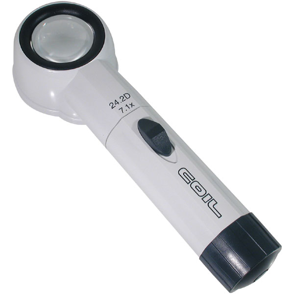 7.1X Coil Raylite Illuminated Hand Held,Stand Magnifier- 1.5 Inch Lens - Click Image to Close